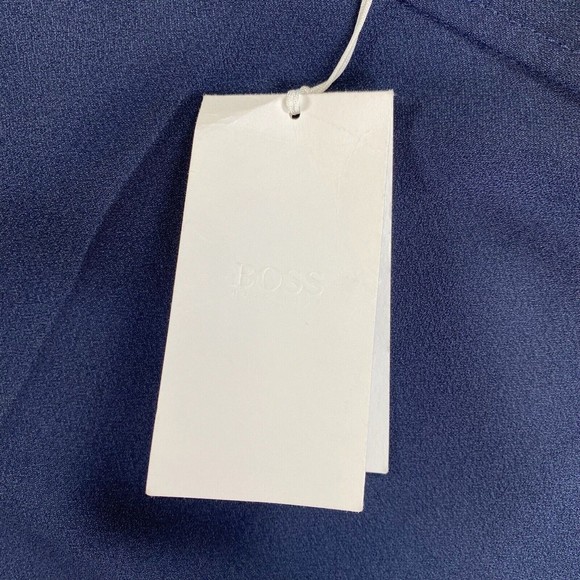 Boss Hugo Cropped Women Telareama Button Accent Navy Blue Work Dress Pants Sz 18 - Picture 4 of 10